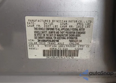 2010 Nissan Sentra 2.0S z USA, uszkodzony, nr VIN 3N1AB6AP2AL692198